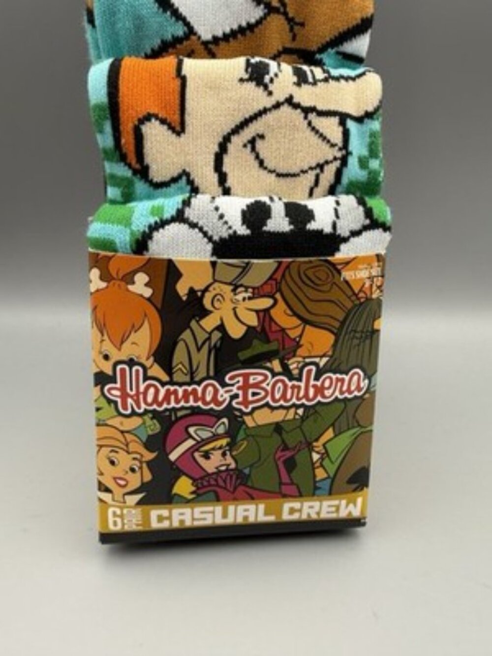 New Hanna-Barbera 6pk casual crew mens novelty socks Flint Stones Cartoon - Picture 2 of 5